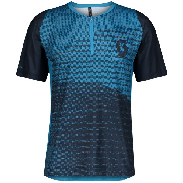 Scott Trail Vertic Zip S/SL Shirt Funktionsshirt blau