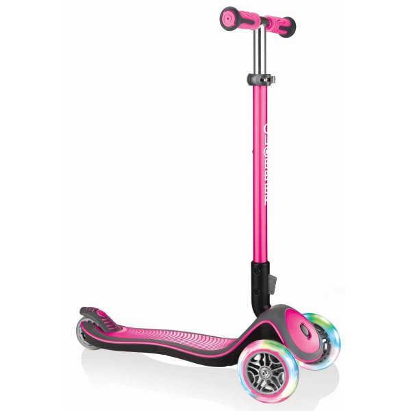 Globber Elite Deluxe Scooter mit Leuchtrollen pink