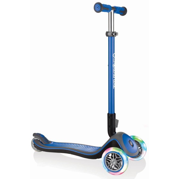 Globber Elite Deluxe Scooter mit Leuchtrollen blau