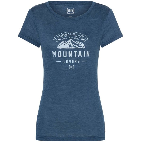 Super.Natural W Mountain Lover Tee Merino Damen Funktionsshirt blau