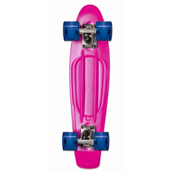 No Rules Fun Skateboard mit Leuchtrollen pink